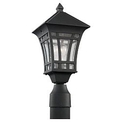 1-Light Black Outdoor Post Lantern
