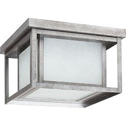 2 Light Weathered Pewter Fluorescent Outdoor Flush Mount