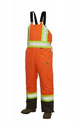 Hi-Vis Lined Bib Overall With Safety Stripes Fluorescent Orange 2X Large