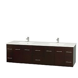 Centra 80-inch W Double Vanity in Espresso with Solid Top with Square Basins