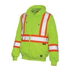 Hi-Vis Zip Front Hoodie With Safety Stripes Yellow/Green Small