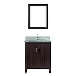 Jackie 28-inch W Vanity in Chai/Glass with Mirror and Faucet