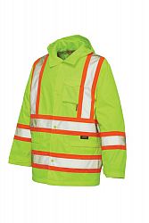 Hi-Vis Rain Jacket With Safety Stripes Yellow/Green Small