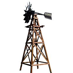 Wooden Deluxe 4 Legged Windmill Aeration System Kit with Powder Coated Head - 16 Foot