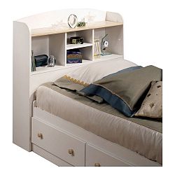 South Shore Summertime Collection Twin Size Natural Maple & Pure White Bookcase Headboard White Twin
