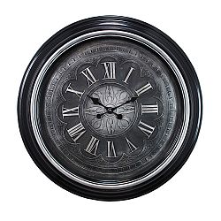 Oversized 23 Inch. Wall Clock With Raised Roman Numerals In Black Finish And Gold Trim