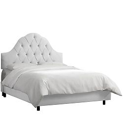 California King Arched Tufted Bed In Velvet White