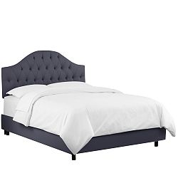 King Diamond Tufted Bed In Twill Navy