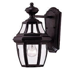 Satin 1-Light Black Outdoor Wall Mount with Clear Glass