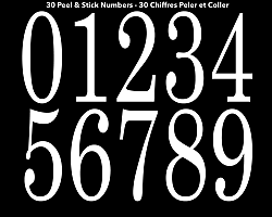 Self-Adhesive Vinyl Numbers Kit, White - 3 Inches