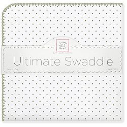 SwaddleDesigns Ultimate Receiving Blanket, Classic Polka Dots, Sage