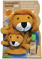 Endangered Species by Sud Smart Lion and Cub Bath Mitt Set