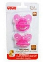 Fisher Price 2 Pack Pink Pacifiers with Case