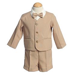 Lito Boys Khaki Eton Short Formal Wear Ring Bearer Easter Suit 2T