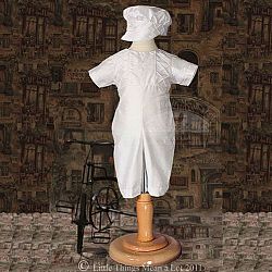 Baby Boys White Silk Christening Baptism Outfit Set With Hat 6-12M