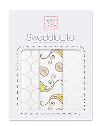 SwaddleDesigns SwaddleLite, Triplets Paisley Lite (Set of 3 in Pink)