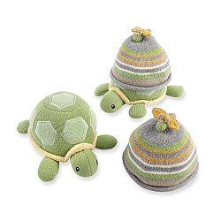 Baby Aspen Turtle Toppers Baby Hat and Turtle Plush Gift Set, Yellow