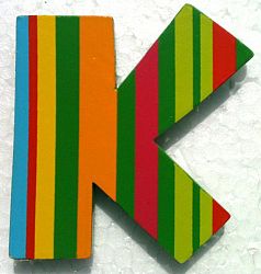 TATIRI Bright Multi-Color Alphabet WOODEN Letter STRIPES & DOTS (2 1/2 Inches Tall) (STRIPED Letter K) by Alphabet