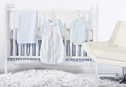 SwaddleDesigns 6 Piece Crib Bedding Set + Crib Skirt, Pastel Blue, 0-6MO