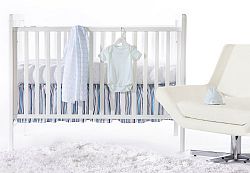 SwaddleDesigns 5 Piece Lightweight Crib Bedding Set with Crib Skirt, Pastel Blue, 0-3months