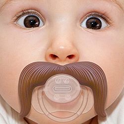 The Cowboy Mustachifier - 0-6 Months Baby Orthodontic Mustache Pacifier - BPA Free (Brown)