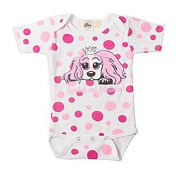 Puppy Luv Glam Pink Polka Dot Long Sleeve Bodysuit Baby Girls 3-6M