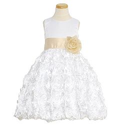 Lito White Champagne Floral Ribbon Flower Girl Dress Toddler Girls 2T