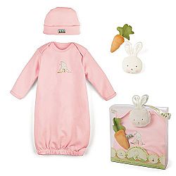 Bunnies By The Bay Sweet and Tender Bunny Gown Gift Set, Pink