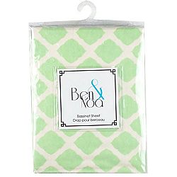 Kushies Baby Flannel Fitted Bassinet Sheet, Green Lattice