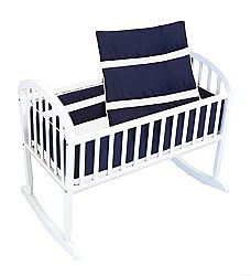 Baby Doll Bedding Solid Stripe Cradle Bedding Set, Navy/White