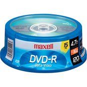 Maxell 16X Write Once DVD R Spindle 15 Pack 638006 H3C0E1MN6-2411