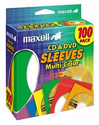 Maxell Multi Color CD Amp DVD Sleeve Plastic Assorted H3C064L40-3007