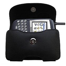 Gomadic Brand Horizontal Black Leather Carrying Case for the Blackberry 7510 7520 with Integrated Belt Loop and Optional Belt Clip