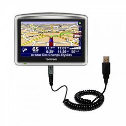Unique Gomadic Coiled USB Charge and Data Sync cable for the TomTom One XL – Charging and HotSync functions with one cable. Built with TipExchange