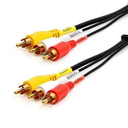 25 Ft 3 RCA 1 Video + 2 Audio Gold Plated Premium Composite Video Cable