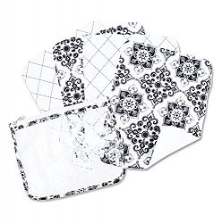 Trend Lab Burps in Clear Zip Pouch, Black/White Versailles Print, Set of 4