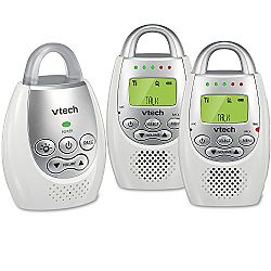VTech DM221-2 Audio Baby Monitor with up to 1, 000 ft of Range, Vibrating Sound-Alert, Talk Back Intercom, Night Light Loop & Two Parent Units
