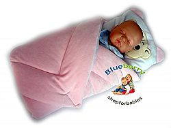 BlueberryShop Warm Velour with Pillow Swaddle Wrap Blanket Sleeping Bag for Newborn baby shower GIFT Cotton 0-3m ( 0-3m ) ( 78 x 78 cm ) Pink
