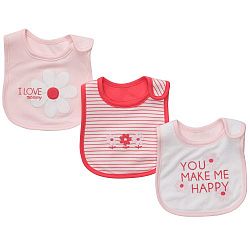 Carter's Baby Girls' 3-Pack Teething Bibs - Light Pink/Poppy - One Size