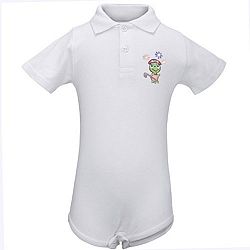 Littlest Golfer Baby Girls White Tour Polo Short Sleeve Bodysuit 18M