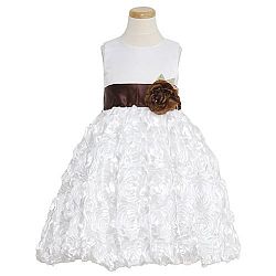 Lito White Chocolate Floral Ribbon Flower Girl Dress Baby Girls 18-24M