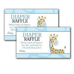 Blue Giraffe Printed Baby Shower Diaper Raffle Tickets (20)