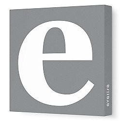 Avalisa Stretched Canvas Lower Letter E Nursery Wall Art, Grey, 28 x 28