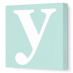 Avalisa Stretched Canvas Lower Letter Y Nursery Wall Art, Seagreen, 36 x 36