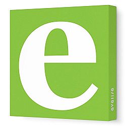 Avalisa Stretched Canvas Lower Letter E Nursery Wall Art, Green, 28 x 28