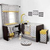Bacati Dots/Pinstripes Grey/Yellow 10 Piece Crib Set Including Bumper Pad