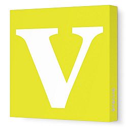 Avalisa Stretched Canvas Lower Letter V Nursery Wall Art, Yellow, 18 x 18