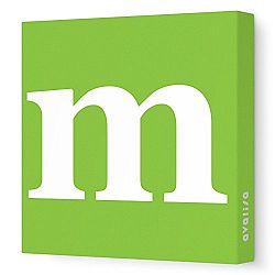 Avalisa Stretched Canvas Lower Letter M Nursery Wall Art, Green, 28 x 28