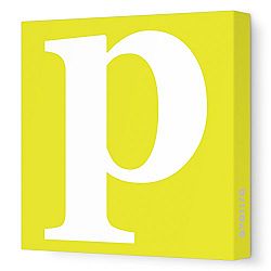 Avalisa Stretched Canvas Lower Letter P Nursery Wall Art, Yellow, 12 x 12