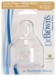 Dr. Brown's 2 Pack Natural Flow Level 3 Wide Neck Nipple by Dr. Brown's